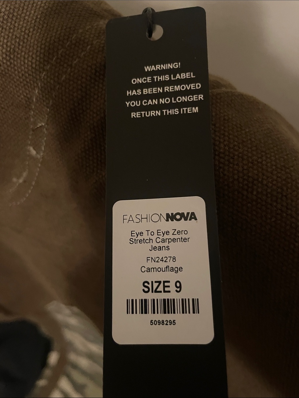 Fashion Nova Women's Camo Carpenter Jeans - Olive Green & Brown - Picture 6 of 8